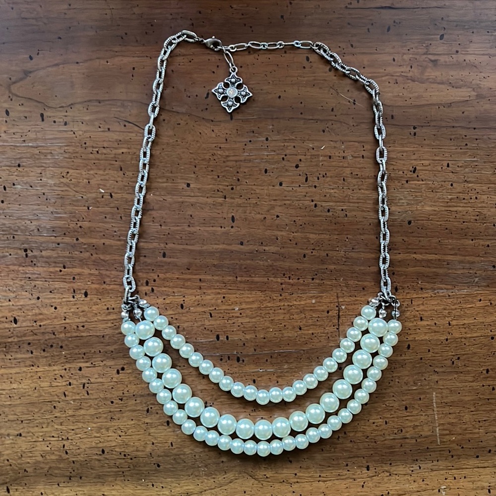Three strand Faux Pearl Necklace